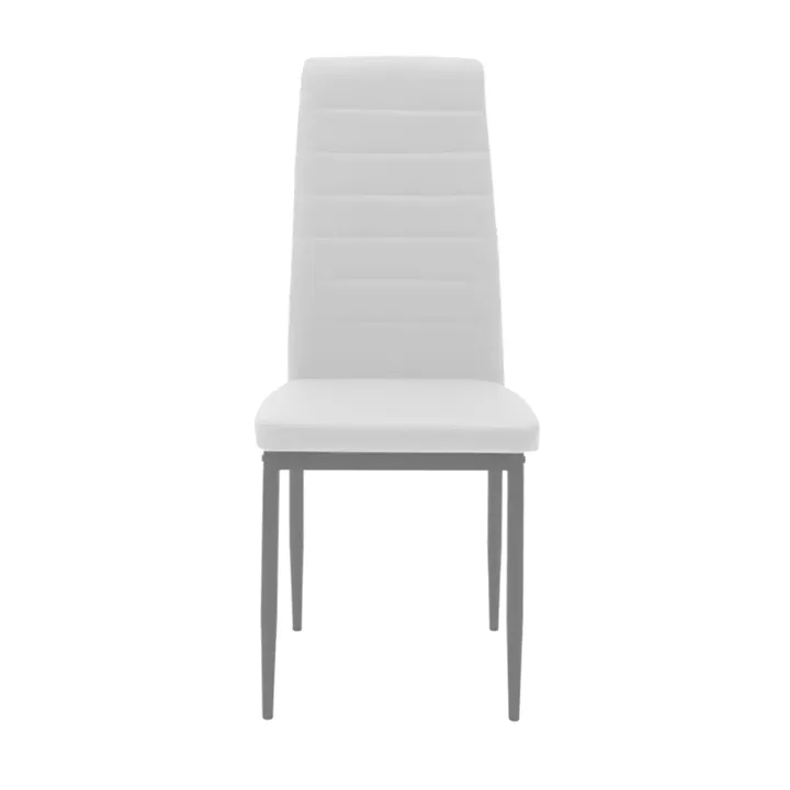 Dining Set with Parker white Chairs and Antoro Table glass with chrome base Φ100x75cm Set 5pcs