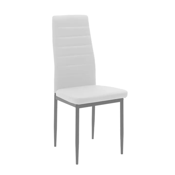 Dining Set with Parker white Chairs and Antoro Table glass with chrome base Φ100x75cm Set 5pcs