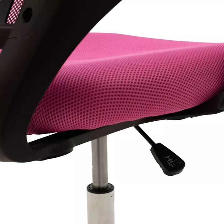 Berto pakoworld recline office chair with mesh fabric in pink shade and chrome base 60x48x85-95cm