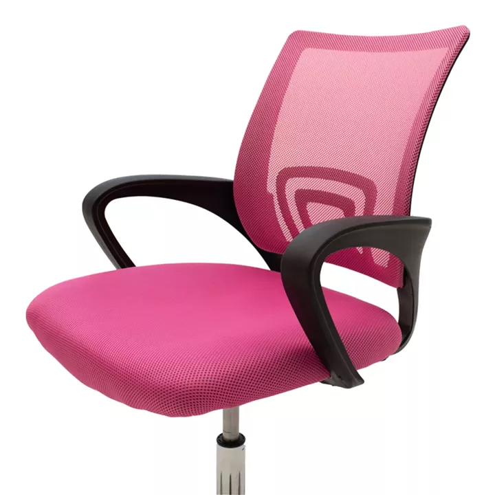 Berto pakoworld recline office chair with mesh fabric in pink shade and chrome base 60x48x85-95cm