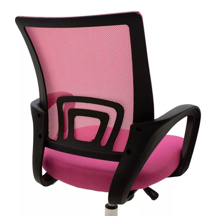 Berto pakoworld recline office chair with mesh fabric in pink shade and chrome base 60x48x85-95cm