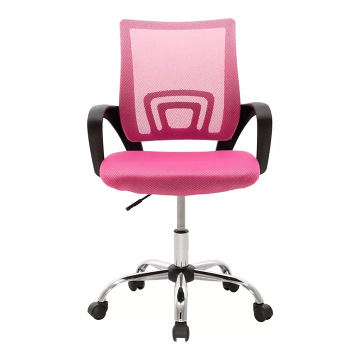 Berto pakoworld recline office chair with mesh fabric in pink shade and chrome base 60x48x85-95cm
