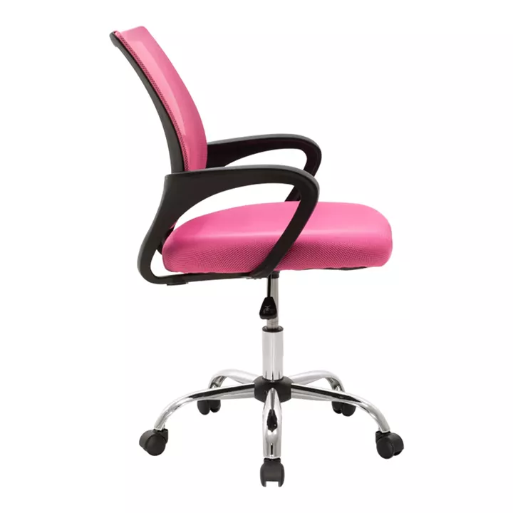 Berto pakoworld recline office chair with mesh fabric in pink shade and chrome base 60x48x85-95cm