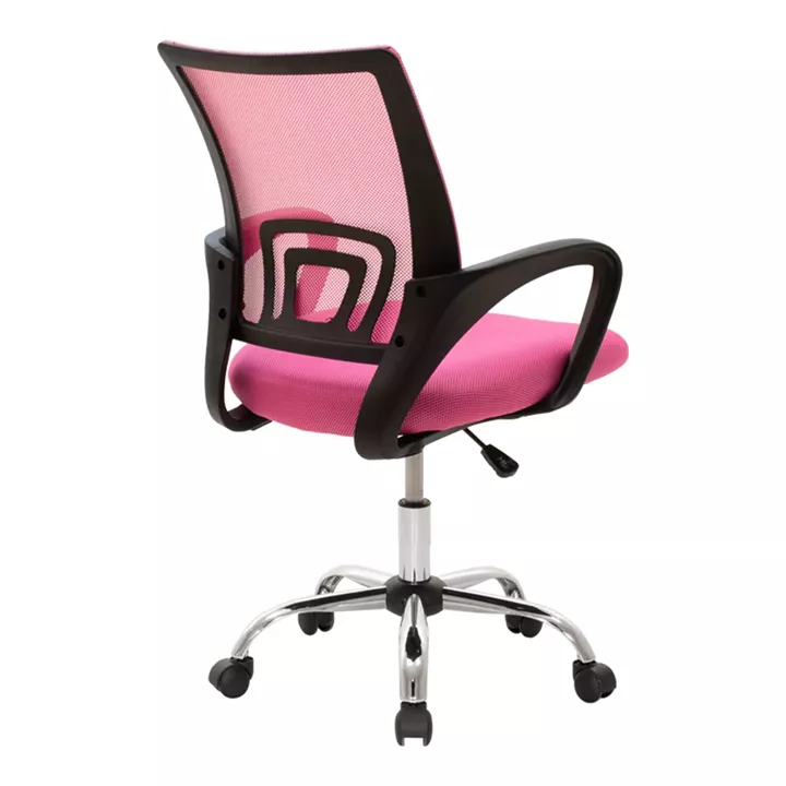 Berto pakoworld recline office chair with mesh fabric in pink shade and chrome base 60x48x85-95cm