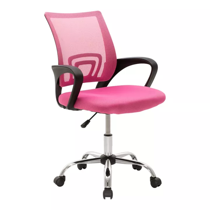 Berto pakoworld recline office chair with mesh fabric in pink shade and chrome base 60x48x85-95cm