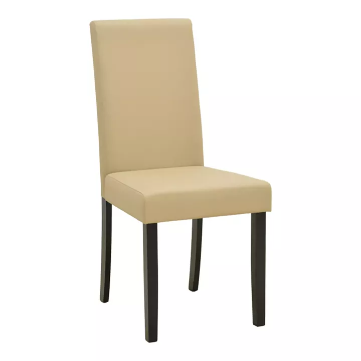 Καρέκλα Zeben pakoworld εκρού PU με πόδι μαύρο rubberwood 43,5x55,5x93,5εκ