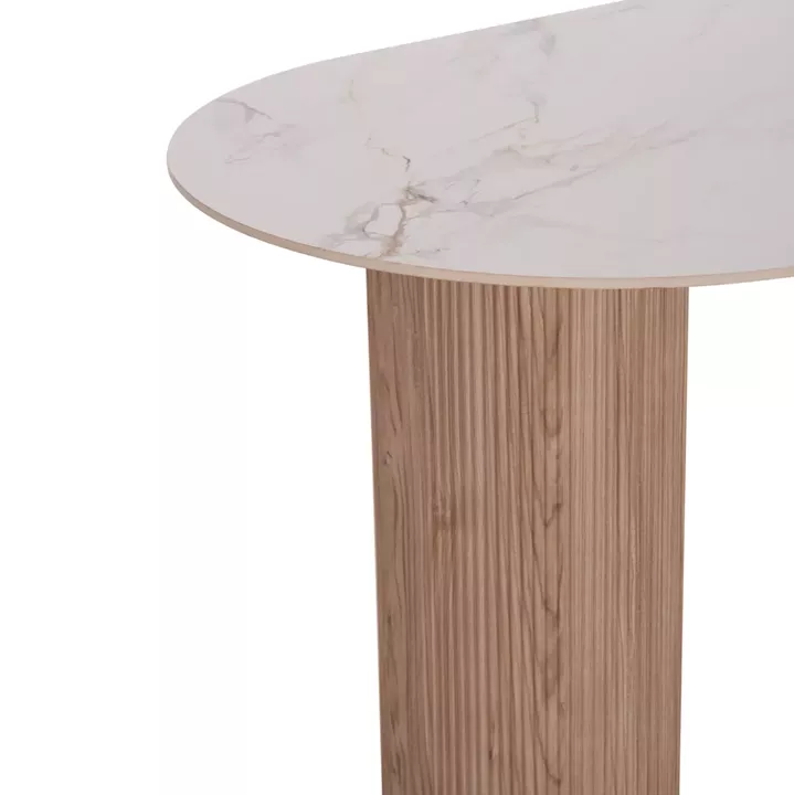 DINING TABLE MELLOW HM18416 MDF LEGS--CERAMIC TOP IN WHITE MARBLE COLORING 180x90x76Hcm.