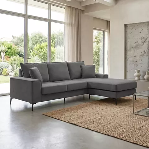 Reversible corner sofa Ravelma pakoworld anthracite fabric 241x168x87cm