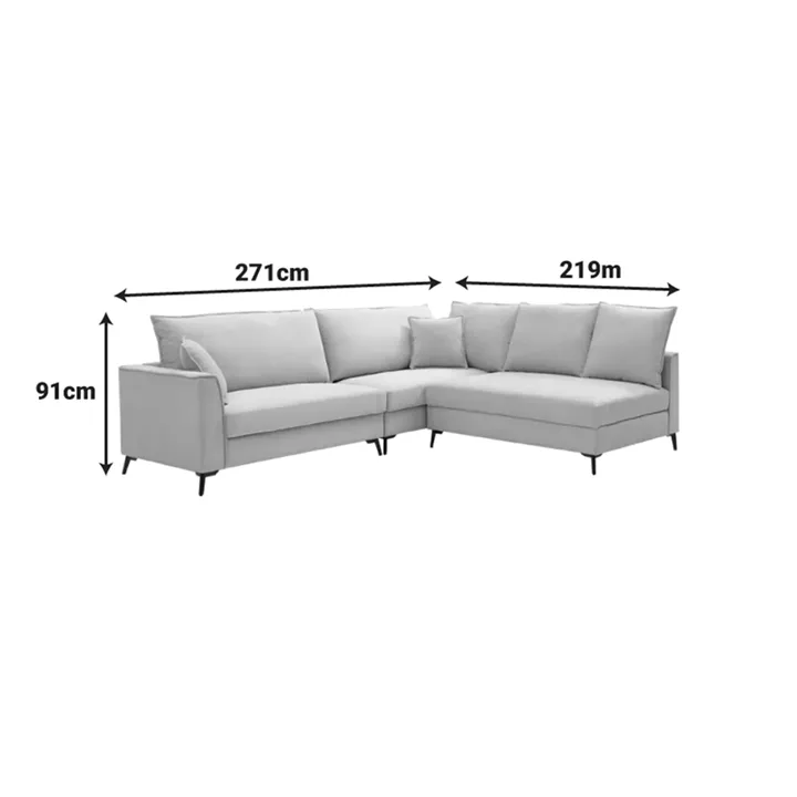 Reversible corner sofa Almy pakoworld anthracite fabric 271x219x91cm