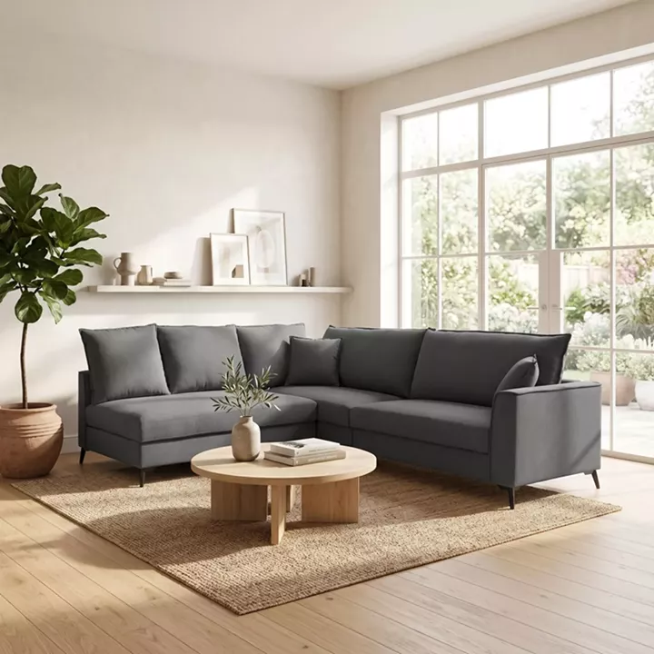 Reversible corner sofa Almy pakoworld anthracite fabric 271x219x91cm