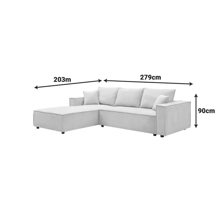 Right corner sofa Maden pakoworld beige fabric 279x203x90cm