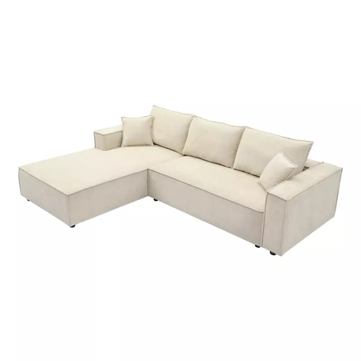 Right corner sofa Maden pakoworld beige fabric 279x203x90cm
