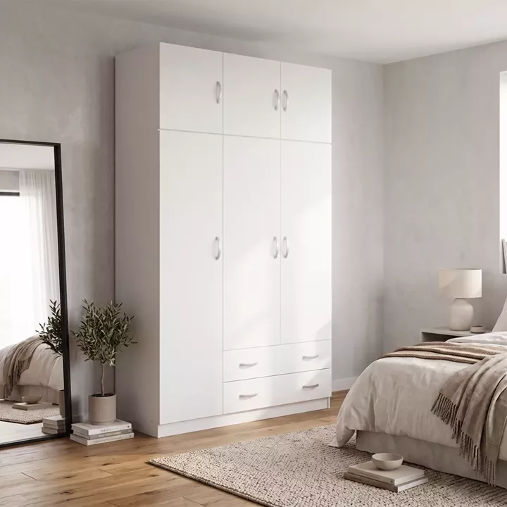Ντουλάπα τρίφυλλη με πατάρι Alvia pakoworld λευκό 150x51x240εκ