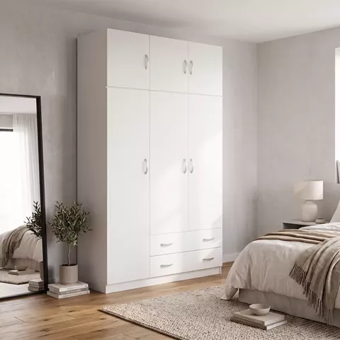 Ντουλάπα τρίφυλλη με πατάρι Alvia pakoworld λευκό 150x51x240εκ