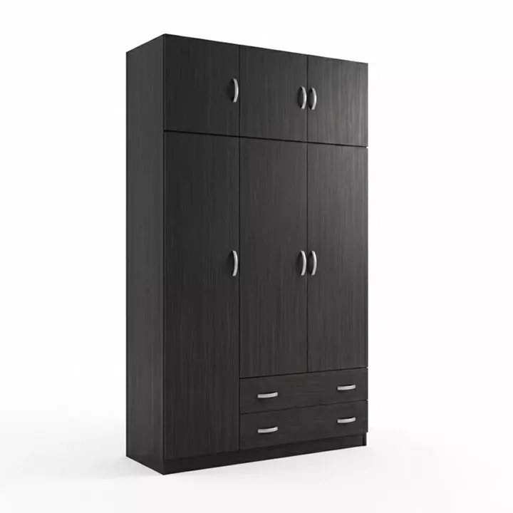 Ντουλάπα τρίφυλλη με πατάρι Alvia pakoworld wenge 150x51x240εκ