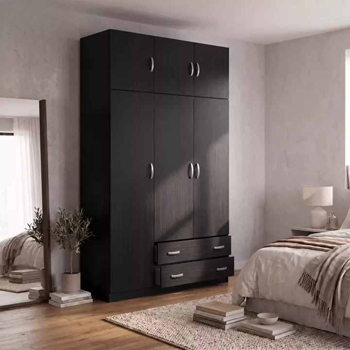 Ντουλάπα τρίφυλλη με πατάρι Alvia pakoworld wenge 150x51x240εκ
