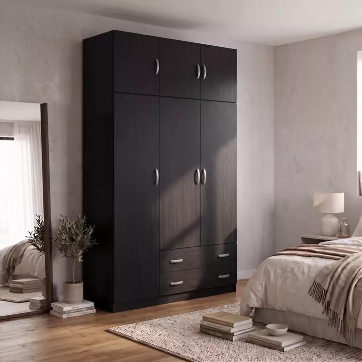 Ντουλάπα τρίφυλλη με πατάρι Alvia pakoworld wenge 150x51x240εκ