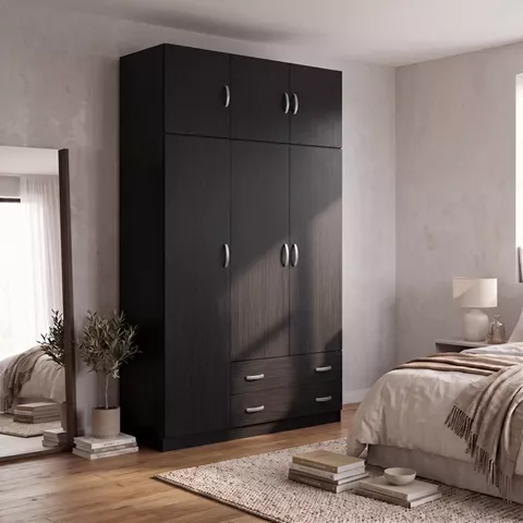 Ντουλάπα τρίφυλλη με πατάρι Alvia pakoworld wenge 150x51x240εκ