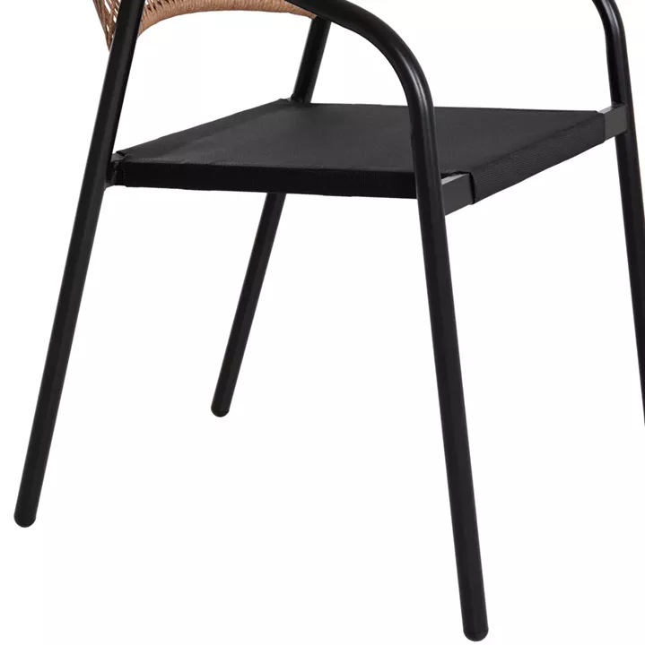 OUTDOOR DINING SET 5PCS FIGO HM10880.03 METALLIC TABLE & ARMCHAIRS IN BLACK