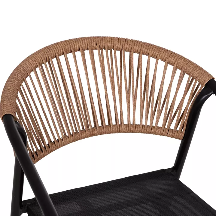 OUTDOOR DINING SET 5PCS FIGO HM10880.03 METALLIC TABLE & ARMCHAIRS IN BLACK
