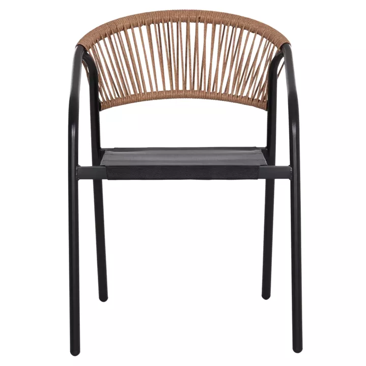 OUTDOOR DINING SET 5PCS FIGO HM10880.03 METALLIC TABLE & ARMCHAIRS IN BLACK