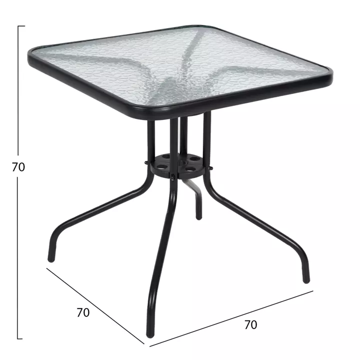 OUTDOOR DINING SET 5PCS FIGO HM10880.03 METALLIC TABLE & ARMCHAIRS IN BLACK