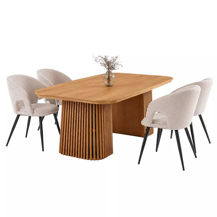 ΣΕΤ ΤΡΑΠΕΖΑΡΙΑΣ 5ΤΜΧ ΕΠΕΚΤΕΙΝΟΜΕΝΟ CORNEL HM12105.02 MDF--ΥΦΑΣΜΑ ΜΠΕΖ