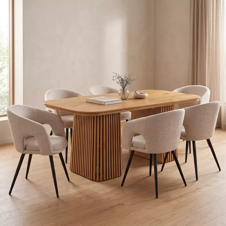 ΣΕΤ ΤΡΑΠΕΖΑΡΙΑΣ 7ΤΜΧ ΕΠΕΚΤΕΙΝΟΜΕΝΟ CORNEL HM12107.02 MDF--ΥΦΑΣΜΑ ΜΠΕΖ