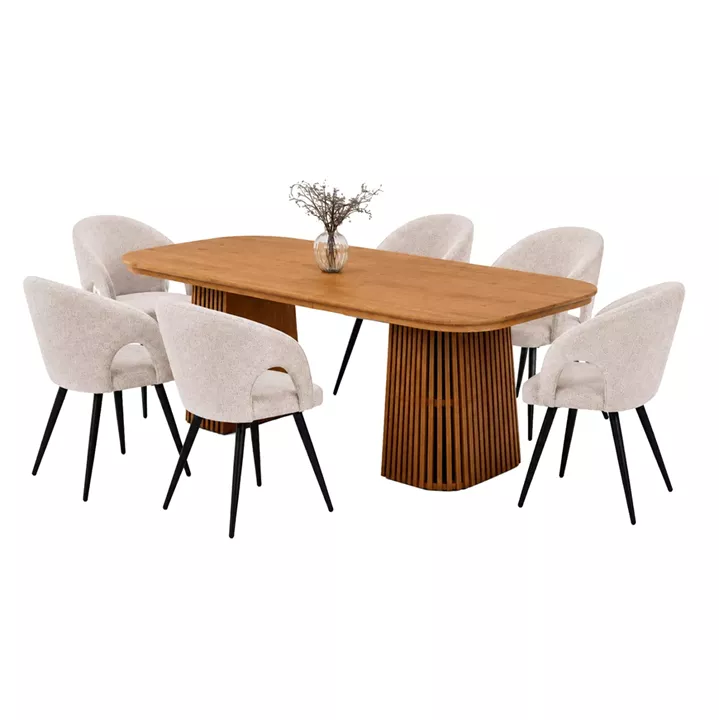 ΣΕΤ ΤΡΑΠΕΖΑΡΙΑΣ 7ΤΜΧ ΕΠΕΚΤΕΙΝΟΜΕΝΟ CORNEL HM12107.02 MDF--ΥΦΑΣΜΑ ΜΠΕΖ