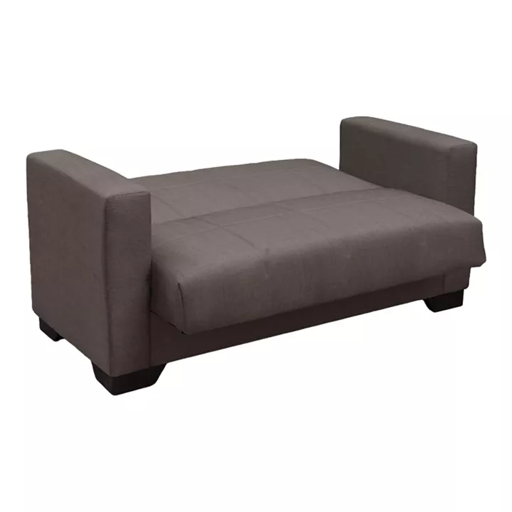 Vox Sofa bed pakoworld two seater with storage space brown fabric 150x84x83cm