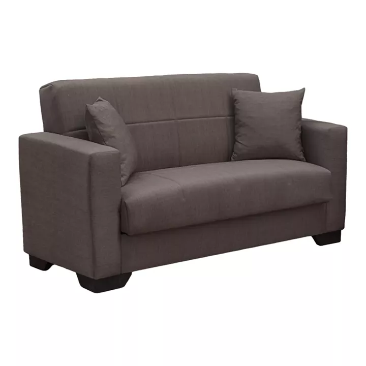 Vox Sofa bed pakoworld two seater with storage space brown fabric 150x84x83cm