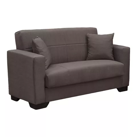 Vox Sofa bed pakoworld two seater with storage space brown fabric 150x84x83cm