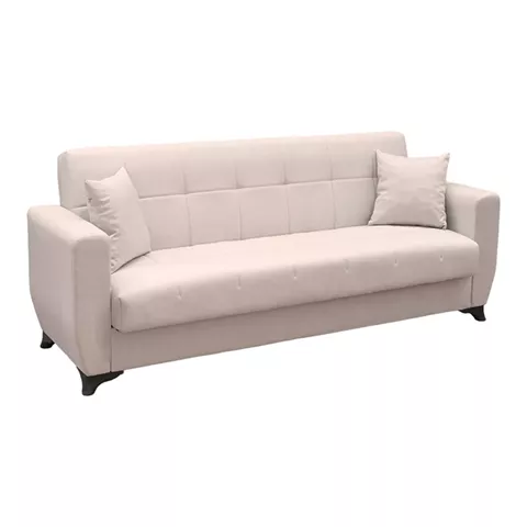Sofa Bed Modesto pakoworld three seater with storage space beige fabric 215x84x83cm