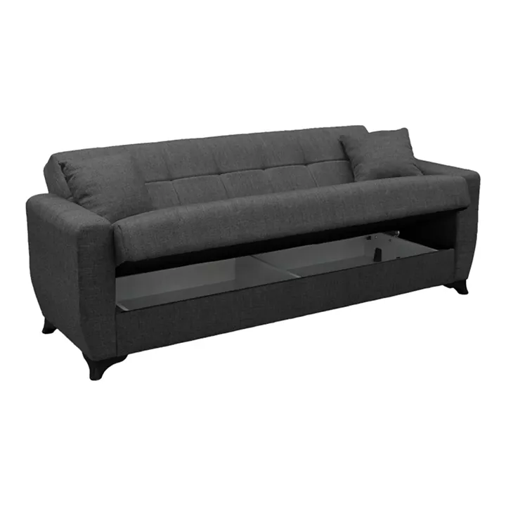 Sofa Bed Modesto pakoworld three seater with storage space grey fabric 215x84x83cm