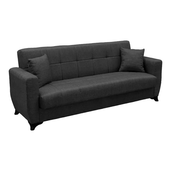 Sofa Bed Modesto pakoworld three seater with storage space grey fabric 215x84x83cm
