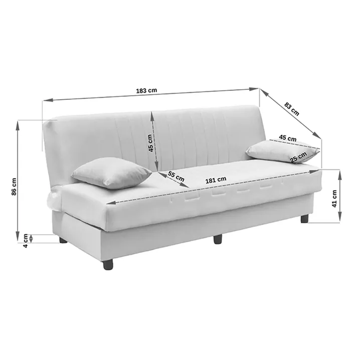 Three seater sofabed Romina pakoworld with storege space brown fabric 180x75x85cm