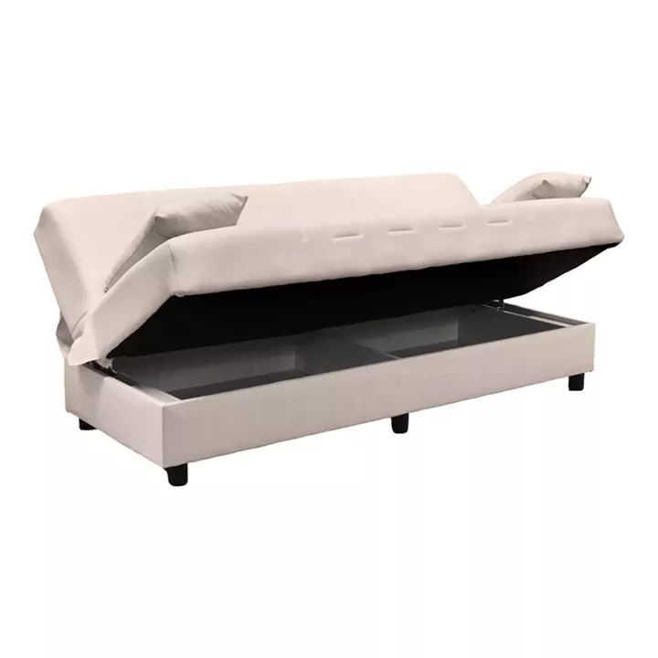 Three seater sofabed Romina pakoworld with storege space brown fabric 180x75x85cm