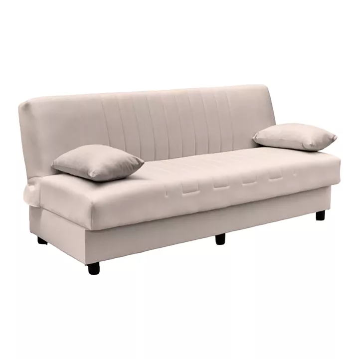 Three seater sofabed Romina pakoworld with storege space brown fabric 180x75x85cm