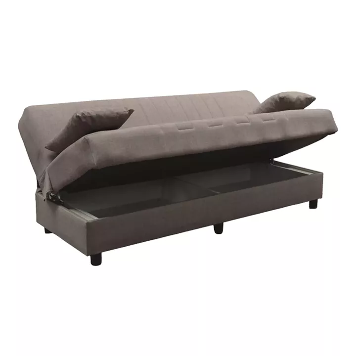 Three seater sofabed Romina pakoworld with storege space dark grey fabric 180x75x85cm