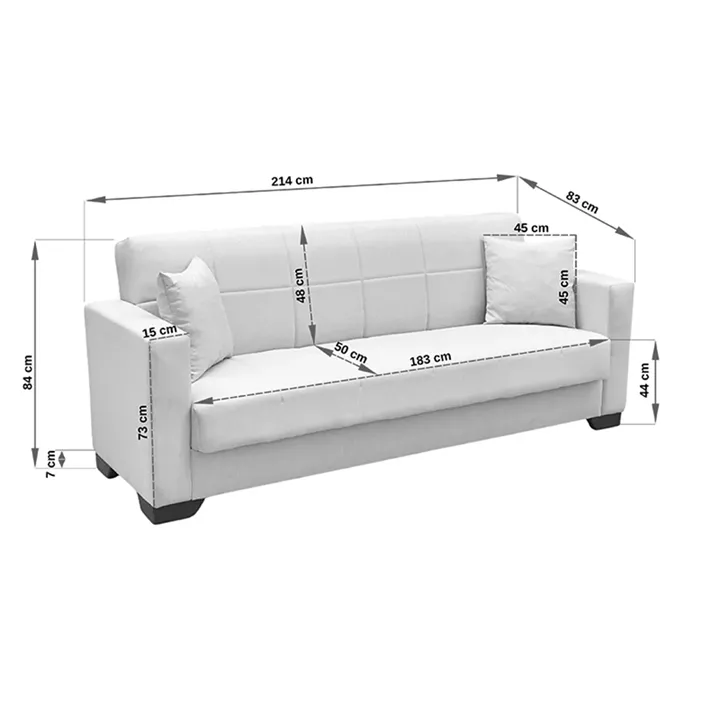 Vox Sofa bed pakoworld three seater with storage space anthracite fabric 210x84x83cm