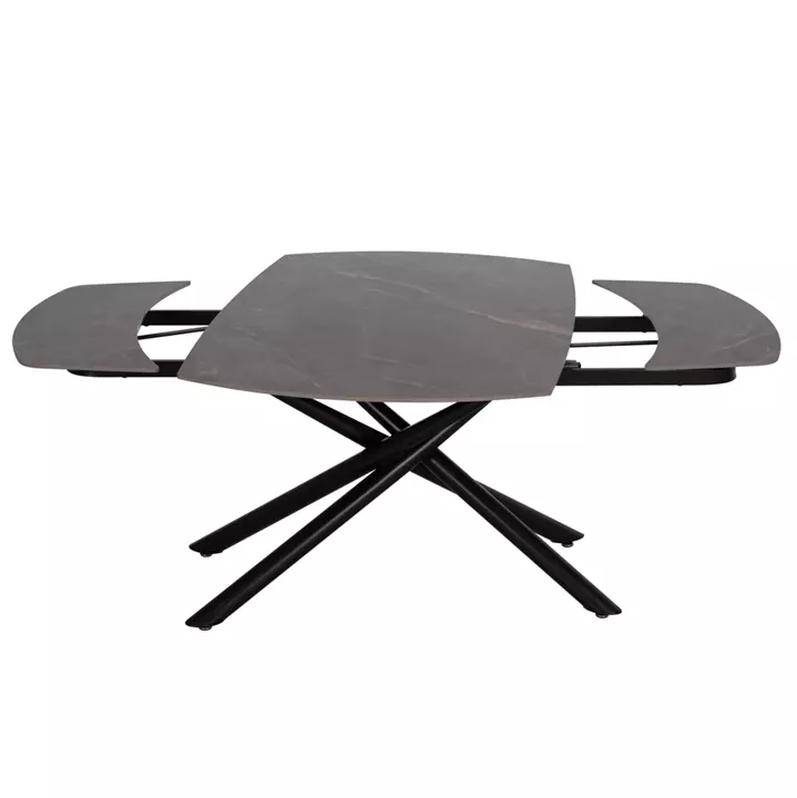 DINING TABLE EXTENDABLE VANTA HM18408 CERAMIC TOP IN GREY MARBLE COLORING 136-199x90x77Hcm.