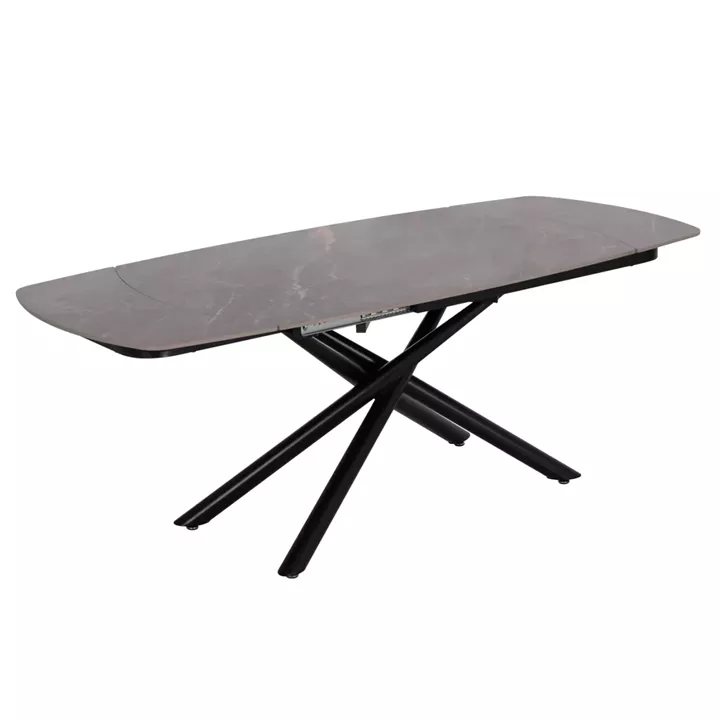 DINING TABLE EXTENDABLE VANTA HM18408 CERAMIC TOP IN GREY MARBLE COLORING 136-199x90x77Hcm.