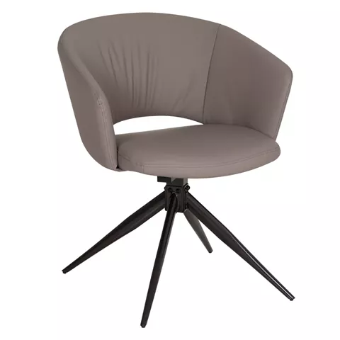 DINING CHAIR ANNEL HM18413.01 PU LEATHER IN GREY--BLACK METAL LEGS 63x63x74Hcm