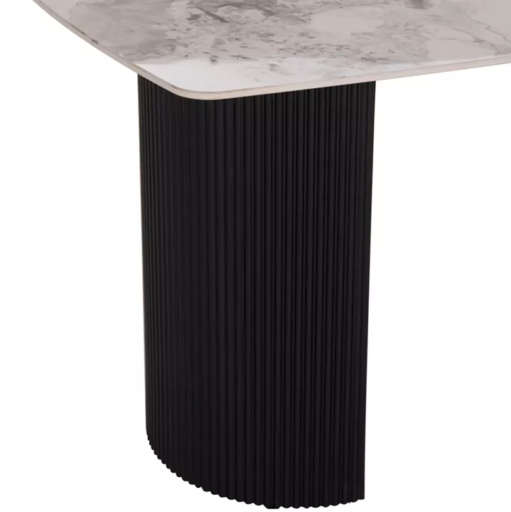 DINING TABLE MINAO HM18418 MDF LEGS IN DARK GREY--CERAMIC TOP IN WHITE/BROWN MARBLE 160x90x75Hcm