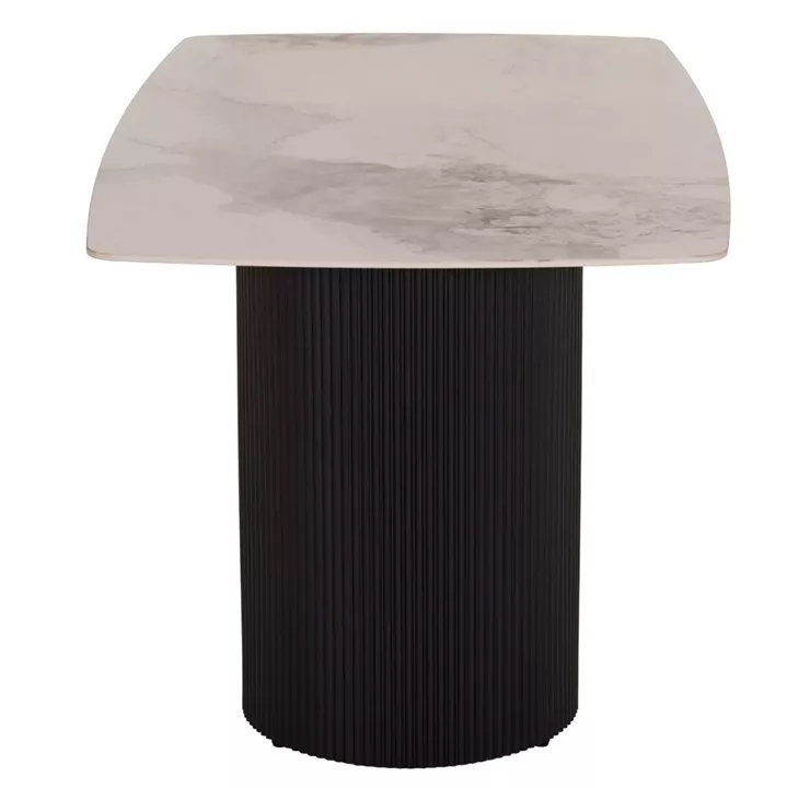 DINING TABLE MINAO HM18418 MDF LEGS IN DARK GREY--CERAMIC TOP IN WHITE/BROWN MARBLE 160x90x75Hcm