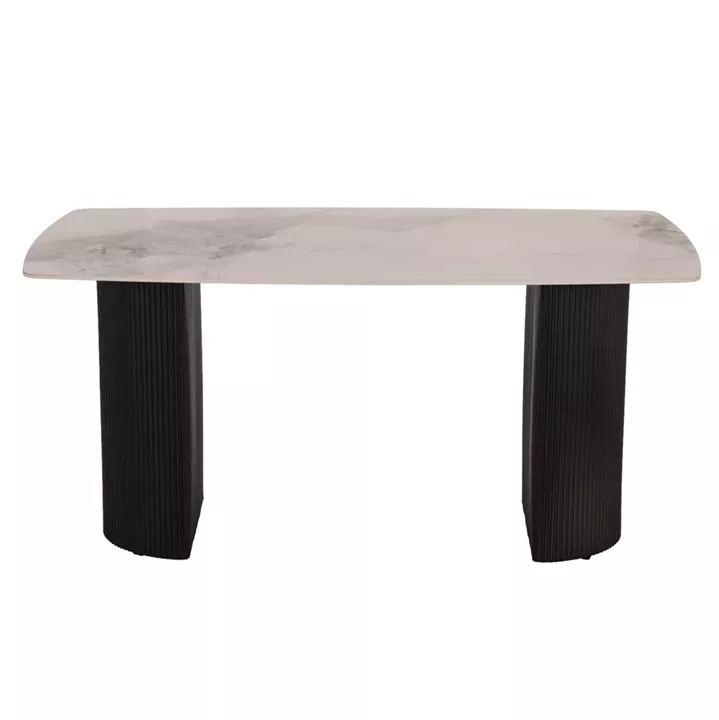 DINING TABLE MINAO HM18418 MDF LEGS IN DARK GREY--CERAMIC TOP IN WHITE/BROWN MARBLE 160x90x75Hcm