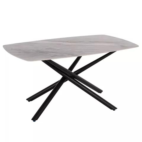 DINING TABLE ISKA HM18420 CERAMIC TOP IN WHITE/BROWN MARBLE COLORING 160x90x79Hcm