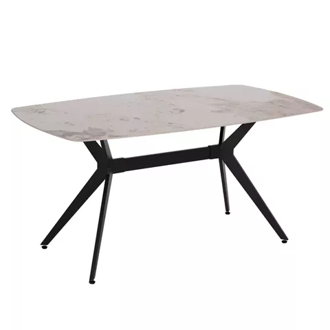 DINING TABLE AIKA HM18421 CERAMIC TOP IN WHITE/GOLD MARBLE COLORING 160x90x79Hcm.