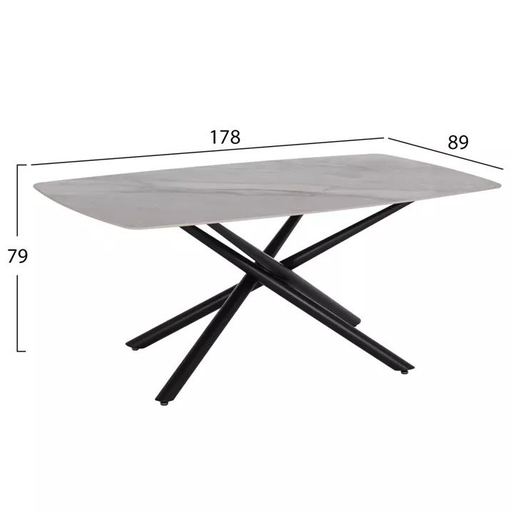 ΤΡΑΠΕΖΙ ΤΡΑΠΕΖΑΡΙΑΣ ISKA HM18423 ΚΕΡΑΜΙΚΟ TOP ΣΕ ΛΕΥΚΟ/ΚΑΦΕ ΜΑΡΜΑΡΟ 178x89x79Υεκ