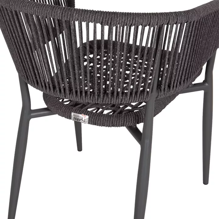 DINING CHAIR EULO HM5783.21 ALUMINUM & ΤWISTED RATTAN IN GREY 57x63x77Hcm.
